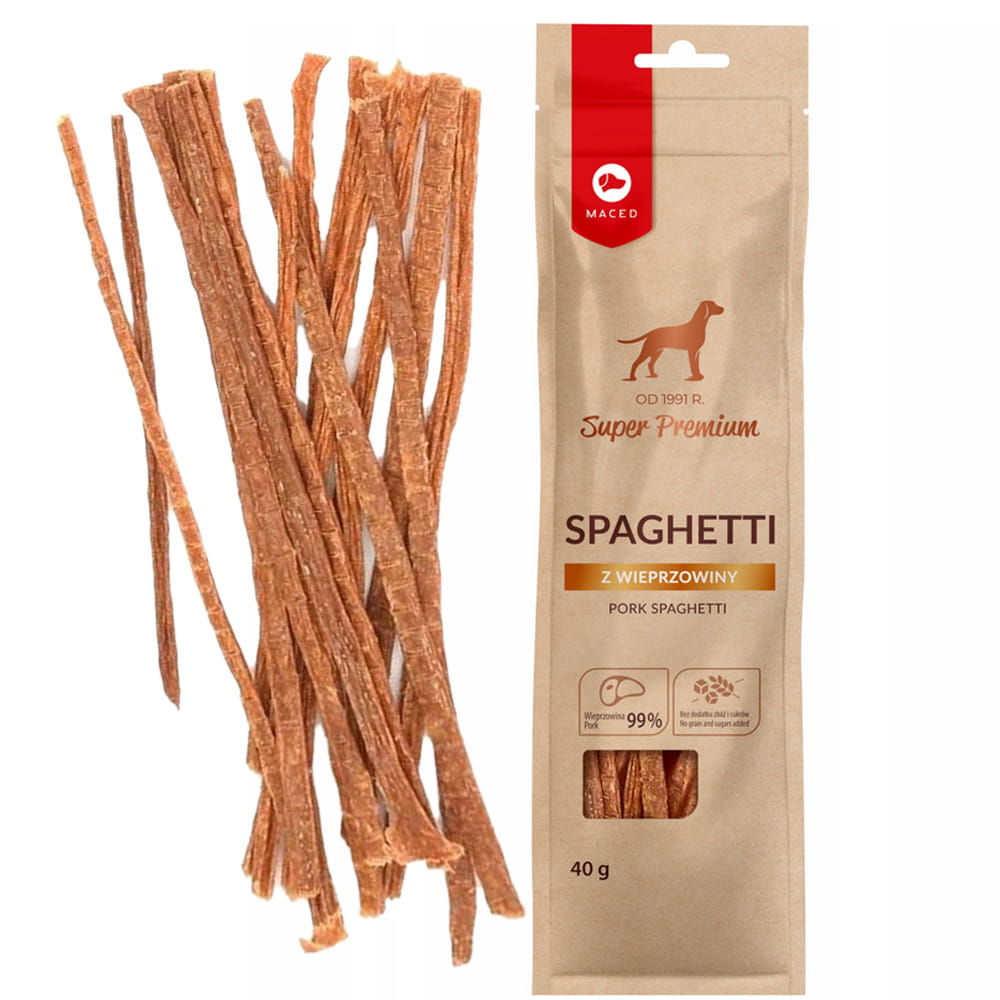 Maced Spaghetti z Wieprzowiną Mięsny Przysmak dla Psa 40g